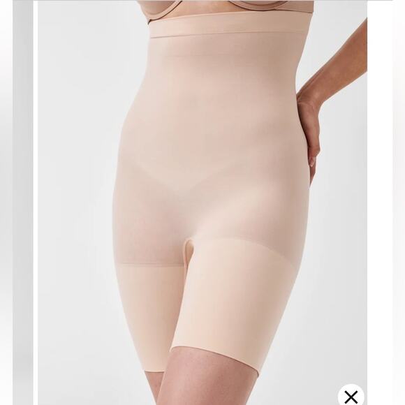 Spanx 2745 Seamless Power Sculpting High-Waisted Mid-Thigh Shorts Soft Nude XL - Picture 5 of 13
